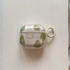 Vỏ Bảo Vệ Tai Nghe Họa Tiết Hoạt Hình Green Pear Wave Point Cho AirPods 1/2/3/4 Pro Series Vỏ Bảo Vệ TPU Trong Suốt
