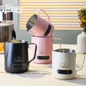 Bincoo Stainless Steel Milk Frothing Pitcher - Temperature Display Round & Precision Spouts