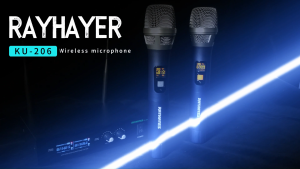 RAYHAYES UHF Wireless Microphone Set with Dual-Band Technology LED Display for Stage Performance