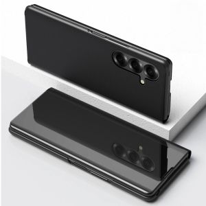 Luxury Mirror Flip Holder Cover Phone Case For Samsung Galaxy Z Fold 8 Ultra 8 7 6 5 4 PU Leather Stand Full Shockproof Cover