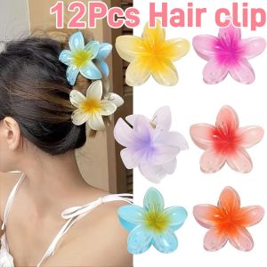 6/12pcs Set Hawaii Flower Hair Clamp for Women Girl Colorful Plumeria Flower Beach Hair Accessories