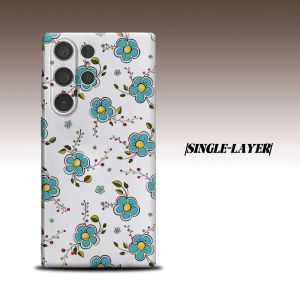teal cartoon flower branch For Samsung Galaxy S26 S25 S24 A56 A36 Dual Layer Luxury Fashion Full Lens Protective Case