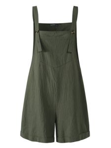 Loose Military Green Overalls Womens Street Style Casual Pants Short Shorts Hot Pants Hong Kong Flavor Wide Leg Jumpsuits