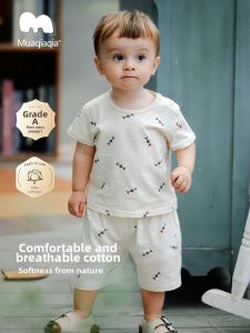 mua qiaqia | Nordic Style Kids Summer Short Sleeve Top and Pants Two-Piece Set