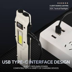 Multi purpose Tactical EDC Flashlight USB Rechargeable Powerful Outdoor Torch Camping Hunting Fishing Portable COB Work Light