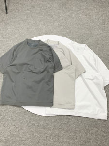 Áo Thun Tay Ngắn Mùa Hè 240g Cho Nam Và Nữ Có Túi Cổ Tròn Dáng Rộng in Chữ Thoáng Khí Dày Phong Cách Nhật Bản