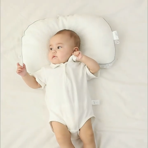 Baby Head Shaping Pillow - Organic Cotton Memory Foam Breathable - Infant Newborn Sleep Positioner - Prevent Flat Head