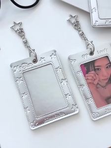 Korean Style Y2K Fashion Silver Star Card Holder Cute Girl Idol Photo 3-Inch Storage Card Holder Backpack Pendant Keychain Gifts
