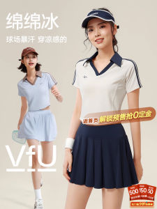VfU Retro Fitness T-Shirt Short Sleeve Yoga Sportswear Slimming Badminton Tennis Running Top Womens High Waist V-Neck Tee