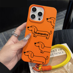 Cute Dachshund Hand Wrist Strap Case For iPhone 13 11 12 Pro Max Cases iPhone 15 17 14 16 XR XS 7 8 Plus With Lanyard TPU Fundas
