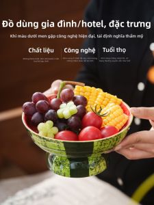 YOGEHOME | Đĩa Trái Cây Đế Cao Hình Dưa Hấu Bịt Tay