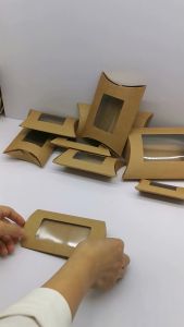 10pcs DIY Gift Packaging with Windows White/Kraft Paper/Black Multiple Size Pillow Packaging Box