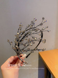 เครื่องประดับผมคริสตัลสองชั้นทำมือหรูหราสำหรับผู้หญิง เครื่องประดับผมสไตล์เกาหลี วัสดุคริสตัล ใหม่ ไม่ติดเพชร