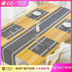 PVC Place Mat for Dining Table Set Oil Proof Non-slip Waterproof Placemats Striped Jacquard Dish Mat Dining