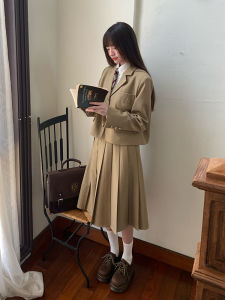 Tokyo Annual Record JK Uniform School Style Brown Suit Skirt Set Autumn Supply Two-Piece Set Short Sleeve Button-Up Polyester Fiber