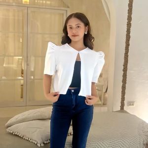 MARIA CLARA FULL LENGTH Filipiniana Neoprene Bolero Cover-Up (Up to 2XL) Puffed Sleeves Suitable for All Occassions by Star Sky Dress Shop