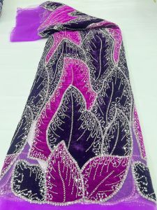 African Sequins Velvet Lace Fabric Nigerian French Beaded Lace Fabrics For Sewing 2026 High Quality Wedding Party Dress 5 Yards