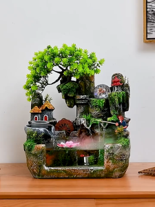 Indoor Relaxation Desktop Fountain Waterfall Micro Landscape Desk Water Fountain for Office Dining Room Desk SPA Yoga Decor