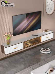 EYE-LUN | Luxurious Floating TV Stand Wall Mounted Simple Walnut Color Storage