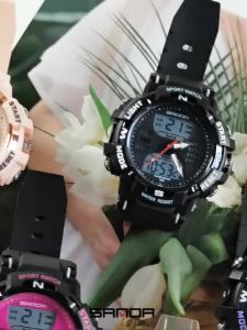 Sanda | Đồng Hồ Thể Thao Nữ SANDA Hiển Thị Kép Kỹ Thuật Số Và Quartz Phát Sáng Chống Nước Có Chức Năng Báo Thức Bấm Giờ Và Hiển Thị Ngày