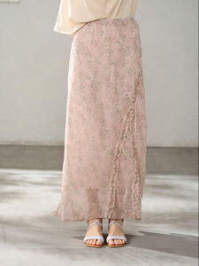 HTMEME | Korean Style Wooden Ear Floral Hem Half Skirt