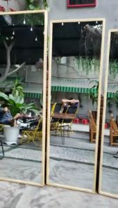 Gương soi toàn thân khung viền gỗ tự nhiên kiểu dáng vuông góc sang trọng hiện đại  KT:40x120cm 45x145cm 50x140cm - Vương Mộc