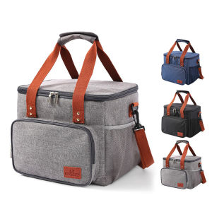 16L Linyoung กระเป๋าฉนวนความร้อนใส่กล่องข้าวคุณภาพสูงหนากันน้ำอุ่นและแพ็คน้ำแข็งเย็นพร้อมป้องกันการรั่วซึมภายในกระเป๋าปิคนิคสายคล้องไหล่