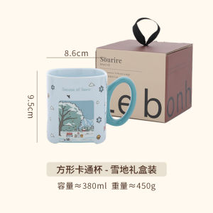 Japanese Style Ceramic Manga Landscape Office Coffee Cup Couple Mugs High End Precise Design Cartoon Bear Valley Group