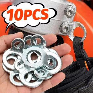 10x Motorcycle O-Ring Fixed Ring Metal Strap Fastener Buckle Rustproof Galvanized Iron Tie Down Anchor Dual Hole Loop for Scooter Net