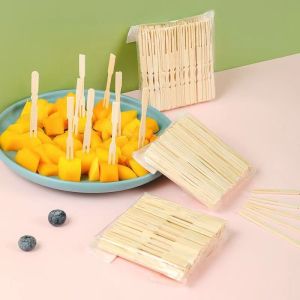 3 Packs (100pcs/pack) Bamboo Mini Fork 9cm for Fruit Siomai Takoyaki Cocktail Fruitpick Pica-pica Fishball Snack
