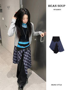 Váy Kẻ Caro Màu Tím Cạp Cao Cho Nữ Váy Midi Không Đều Váy Ngắn Mùa Hè Váy Ngắn Váy Ngắn