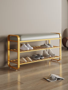 Simple Multi-Functional Shoe Rack Bench Home Use Storage Metal Artistic Modern Style Welded Structure Detachable Design