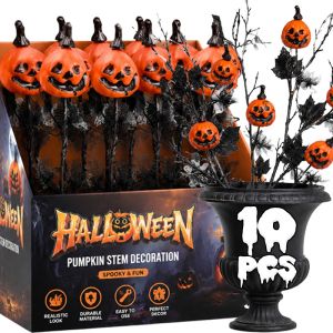 10Pcs Artificial Flower Halloween Black Horror Mini Pumpkin Branch Bouquet  Halloween Decorations and Ghost Festival Matching Ornaments