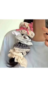 Getah Rambut Kotak-kotak Cincin Ikat Rambut Aksesori Wanita Plaid Hair Tie Hair Rope Scrunchies