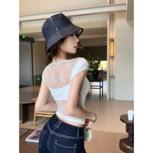 Áo Thun Dệt Kim Cổ Vuông Tay Ngắn Pure Desire Dành Cho Nữ Mùa Hè Áo Lót Bó Sát Màu Đen Áo Thun Bó Sát Thon Gọn