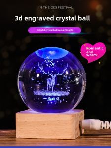 Luminous Crystal Ball Universe Creative Desktop Atmosphere Small Night Lamp Decoration for Girlfriend Male Classmates Birthday Commemorative Gift