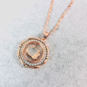 Rose Gold Zodiac Snake Year Pendant Necklace for Women Fashionable Lucky Charm  out Style Alloy Chain Jewelry Accessory