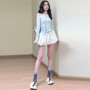 กางเกงขาสั้นทรงกระโปรงทรงเอเอวสูงสไตล์เกาหลีสำหรับฤดูร้อนปี 2025 สำหรับผู้หญิง ชุดลำลอง สีขาว ขนาดเล็ก ลายดอกไม้ ระบายอากาศได้ดี สวมใส่สบาย