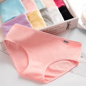 Candy Color Underpant WomenS Comfort High-Quality Cotton Mid Waist Breathable Solid Skin Friendly Panties Plus Size Briefs Soft