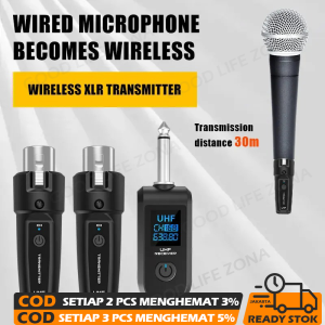 【1 Mic 2】UHF XLR Adapter System Wireless Microphone Transmitter Receiver System for Dynamic Microphone Guitar Audio Mixer PA System