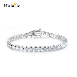 Halaile D Color Full Moissanite S925 Sterling Silver Sparkling Bubble Tennis Bracelet with GRA Fine Jewelry Womens Trendy Gift Moissanite Bracelet