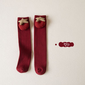 Thickened Cashmere Girls Mid-calf Socks Long Tube New Year Socks Red Korean Style Cute Baby Childrens Cotton Polyester Blend
