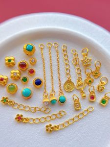 925 Silver Plated Gold Accessories with Water Diamonds and Rose Quartz Extendable Chain Small Flower Pendant