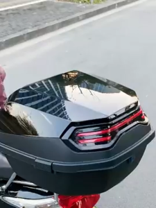 【Can Hold 3 Helmets】DELILAH Motorcycle Top Box 48L Large Capacity ABS Durable Motorcycle Tail Box Night Reflect Universal Types of Motorcycles Thickened Luggage Top Box For Motorcycle Electric Vehicle Waterproof Storage Box Motorcycle Box Trunk Box