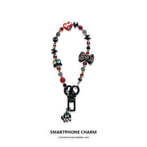Shininglife Original Black Cat Phone Strap Womens High-end Alloy Rhinestone DIY Pendant Wrist Short Chain Key Ring Anti-loss Handheld Double Buckle Creative Phone Case Chain Hanging Piece