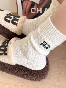 Warm Thickened Woolen Mid-calf Winter Socks Womens Fashionable Cozy Long Tube Pile-lined Autumn Winter New Arrival Miu Style