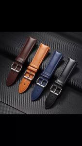 12mm 14mm 16mm 18mm 20mm 22mm 24mm Calfskin Leather Strap for Samsung Watch 7/6/5/4 Bracelet 40mm 44mm Classic Universal Bands