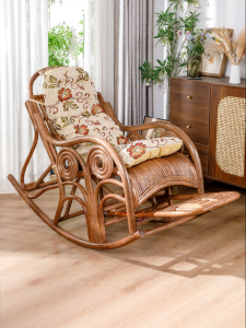 HEIFAN | Natural Rattan Woven Lounge Rocking Chair