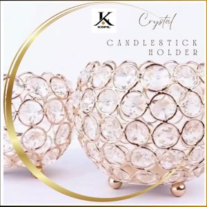 KOPIL European mini crystal round tealight candle holder | aesthetic elegant gold metal home decoration hotel wedding elegant dinner special occasion props holders Lanterns & Candle Jars