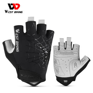 ถุงมือถีบจักรยานปั่นจักรยานตะวันตกระบายอากาศได้ดีป้องกันรังสียูวีครึ่งนิ้วถุงมือจักรยานถนนจักรยาน MTB ถุงมือออกกำลังกายสำหรับเล่นกีฬาซักได้ถุงมือแบบเปิดครึ่งนิ้วในฤดูร้อน